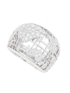 Chanel World Map Ring White Gold 18K Diamond